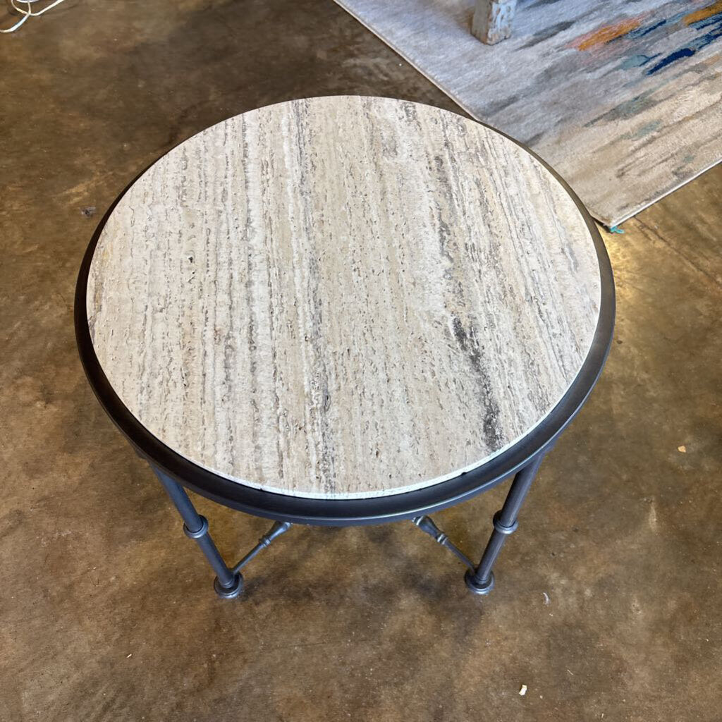 Carrara Marble Round X Base Metal