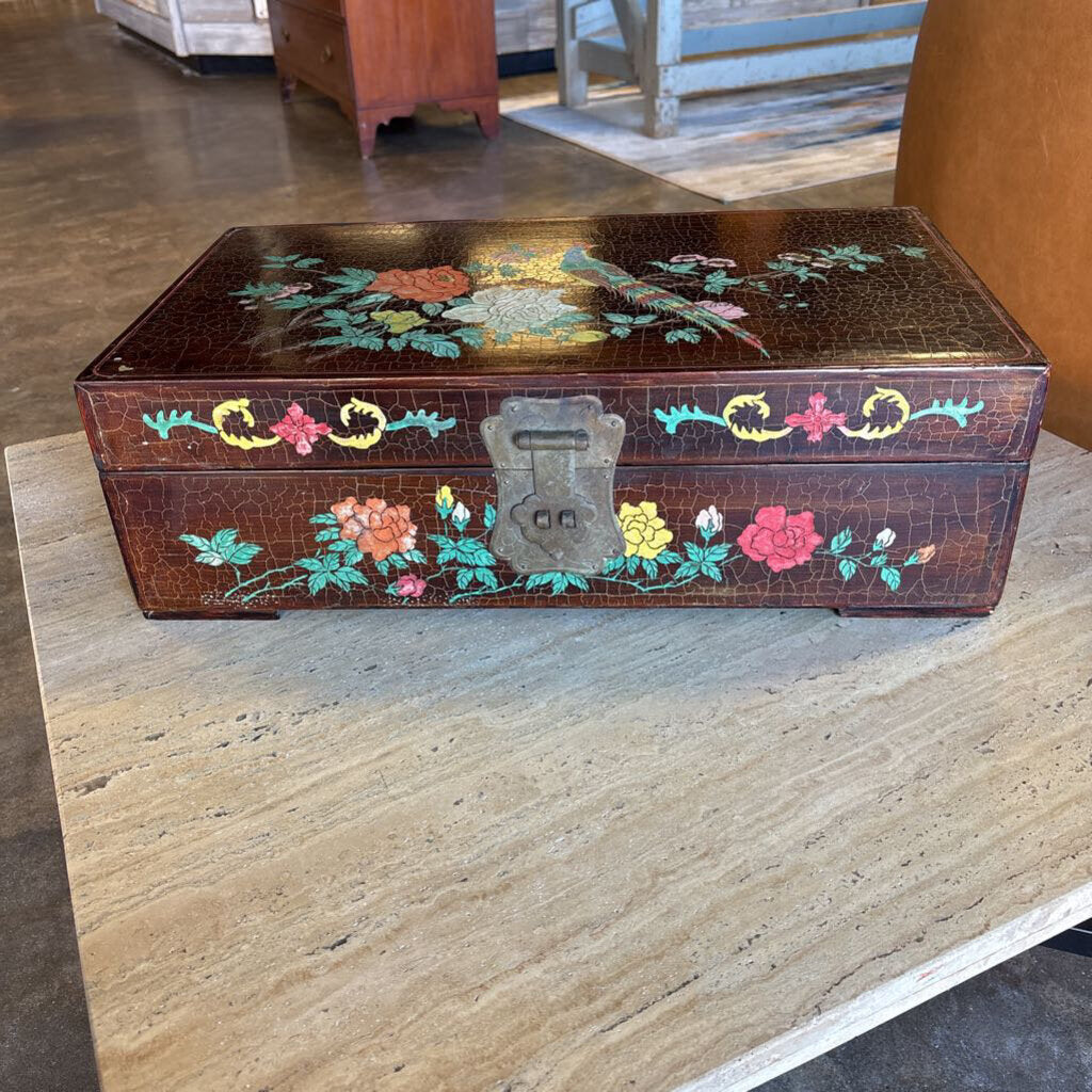 Hand Painted Lacquered Chinese Trunk