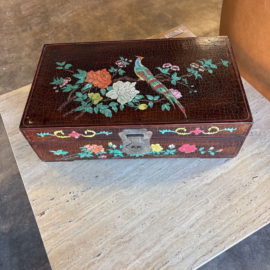Hand Painted Lacquered Chinese Trunk