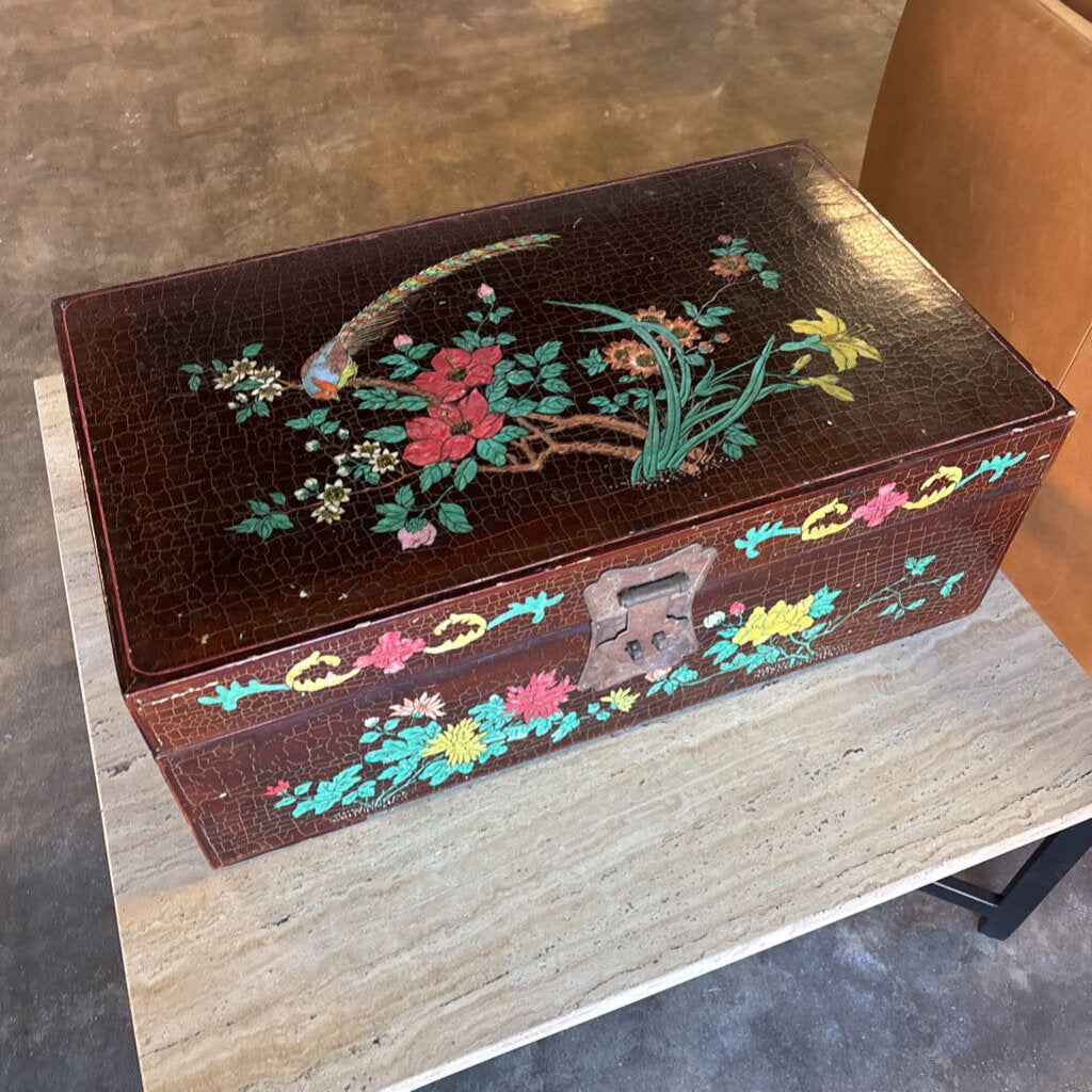 Hand Painted Lacquered Chinese Trunk