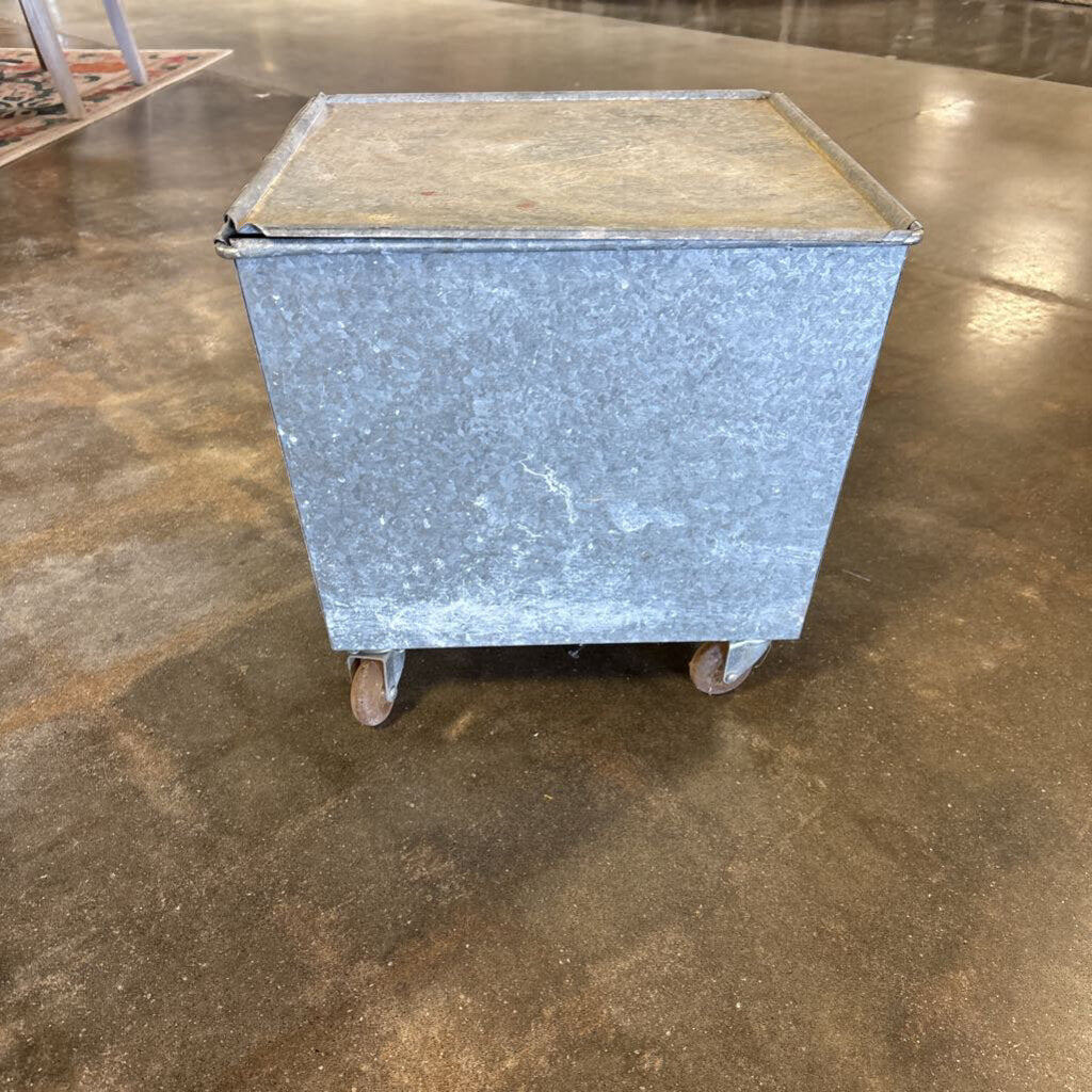Galvanized Steel Bin on Wheels