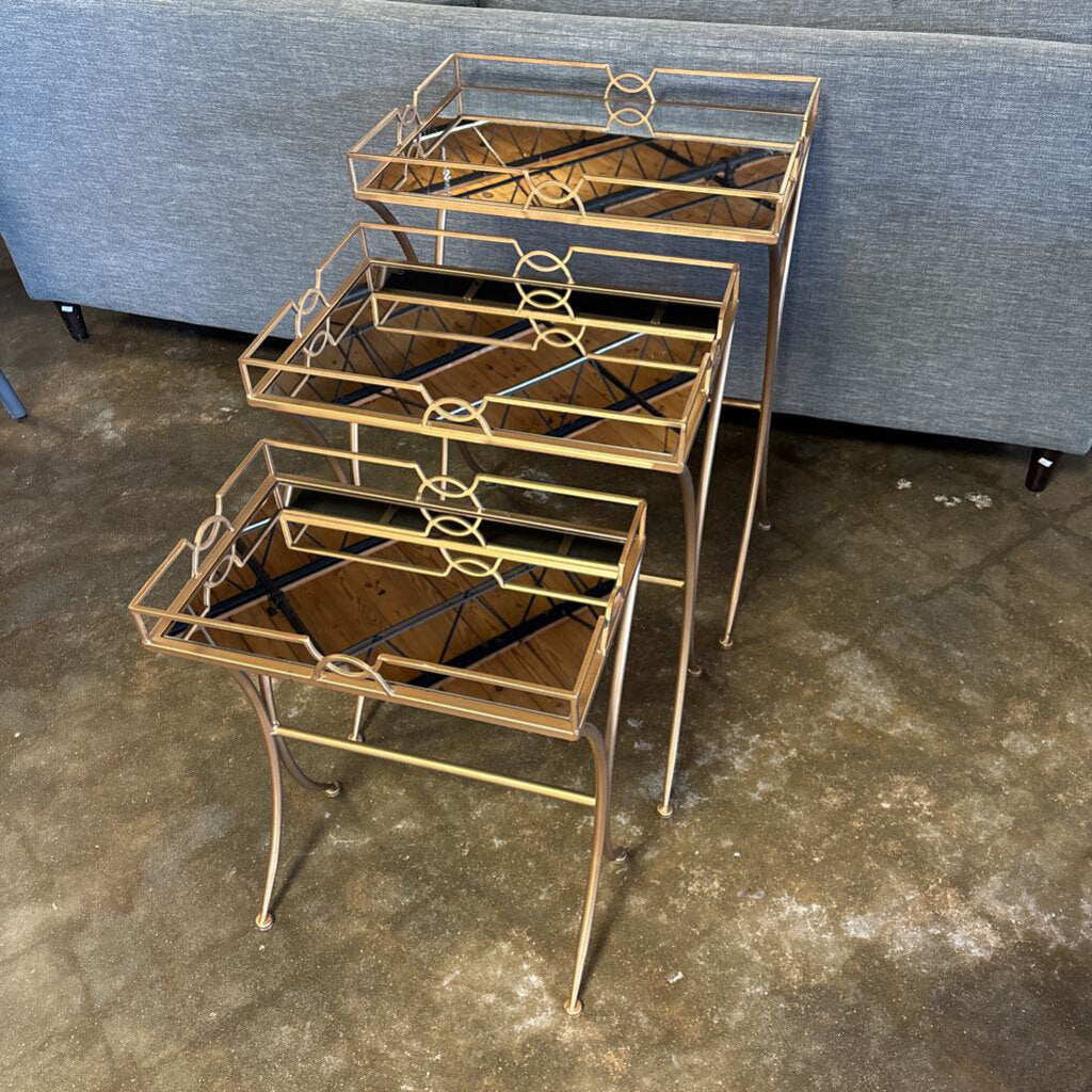Mirrored/Metal Nesting Tables 3 PC