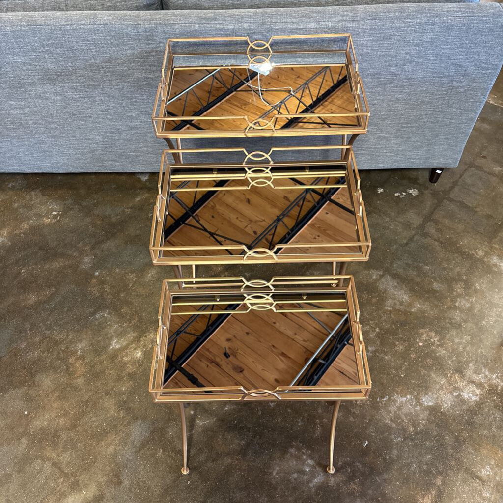 Mirrored/Metal Nesting Tables 3 PC