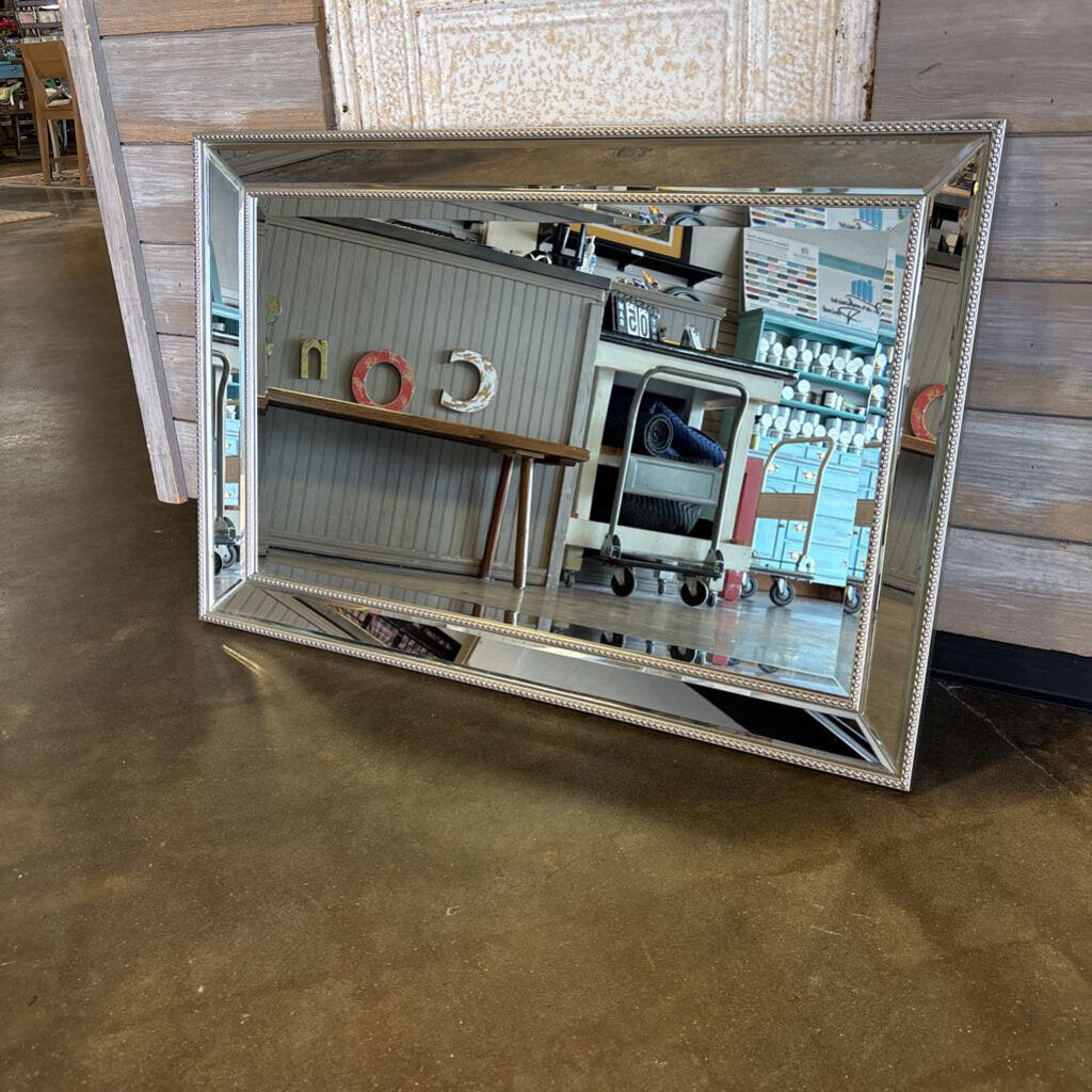 Silver Beaded Bevel Mirror 36 X 24