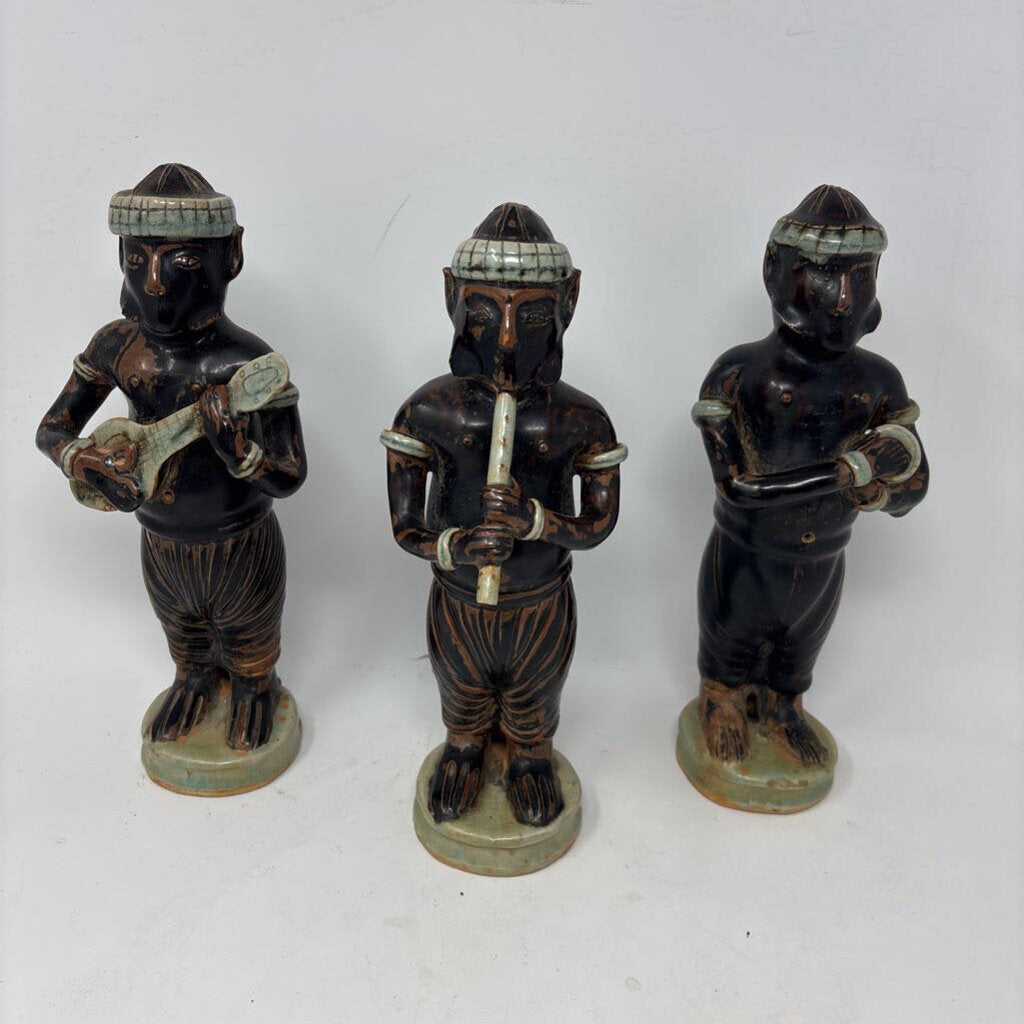 Vintage Pottery Musician Statues 3 PC