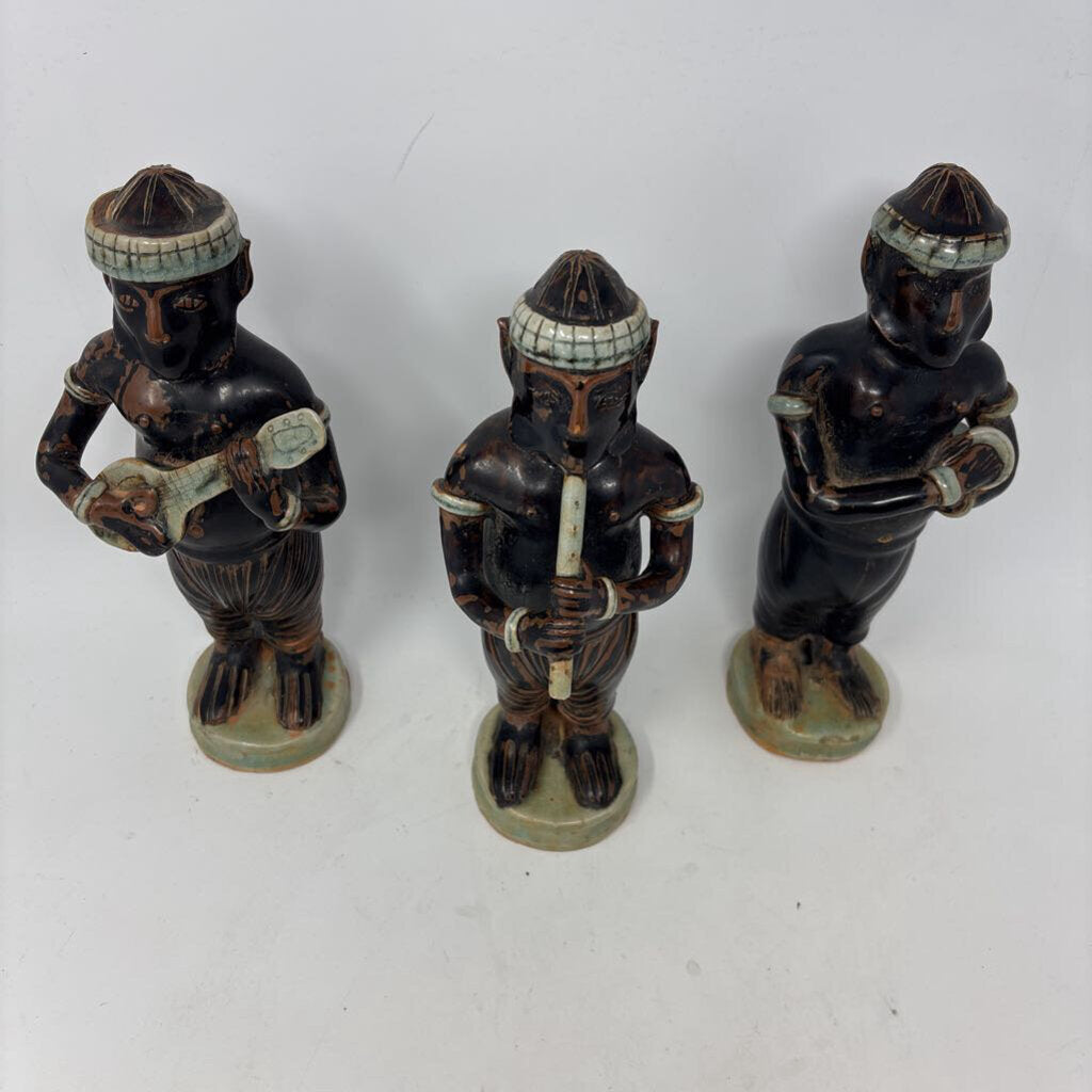 Vintage Pottery Musician Statues 3 PC
