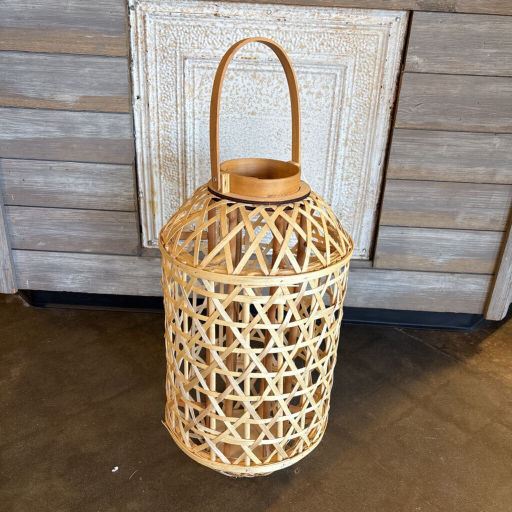 Woven Bamboo Lantern/Candle Holder 23"H