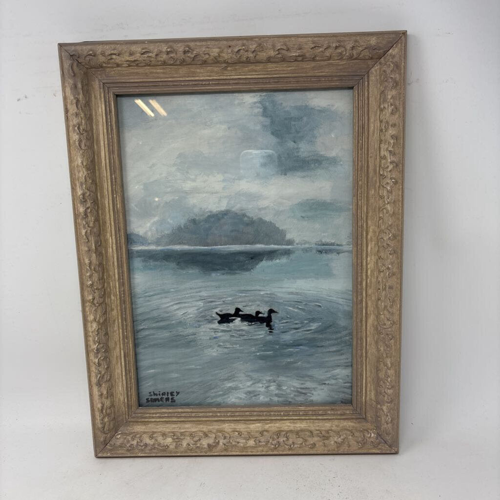 Vintage Framed Swimming Ducks