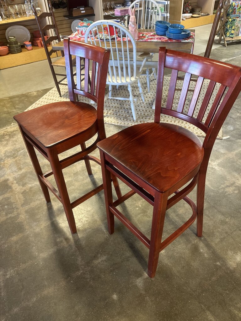 Set 2 Natural Red Solid Wood Stools