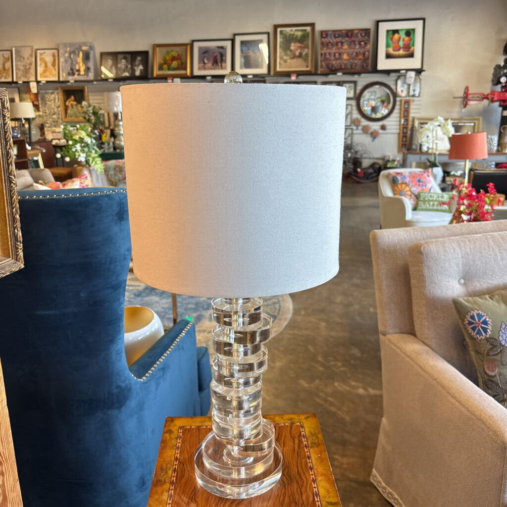 Lucite Circle Base Lamp