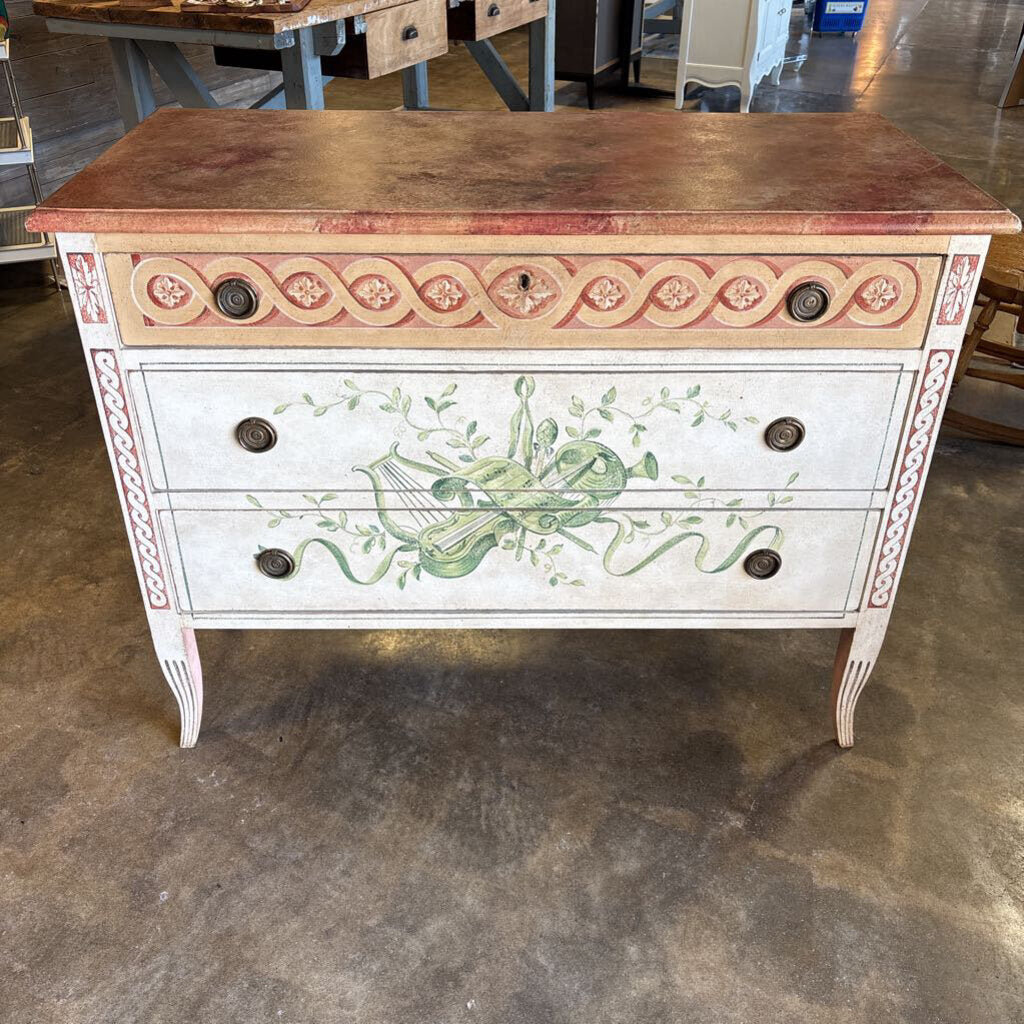 Painted 3 Drawer Cabinet 45.5 X 21 X 35
