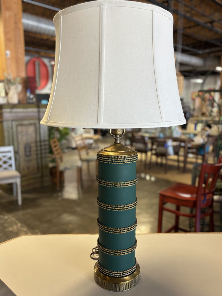 Green Wallpaper Roller Antique Table Lamp