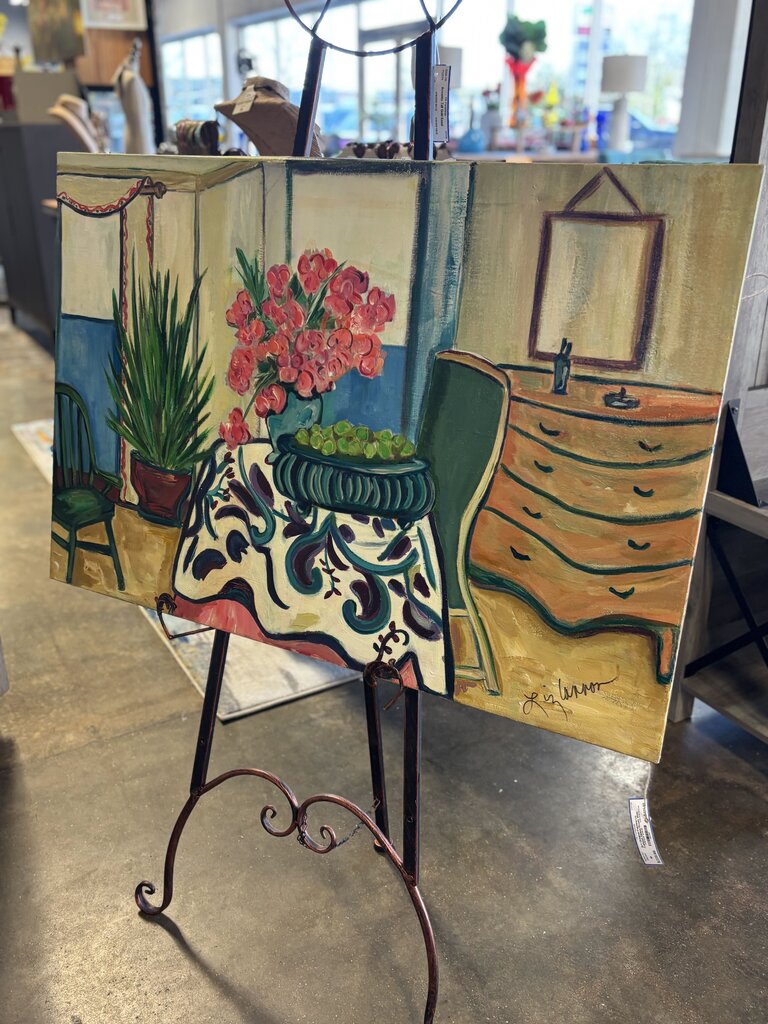 Original Painting Liz Cannon Dining Room With Orchids