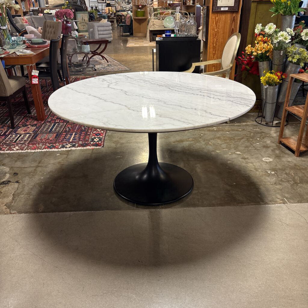 Marble Top Metal Base Round Table 55"R