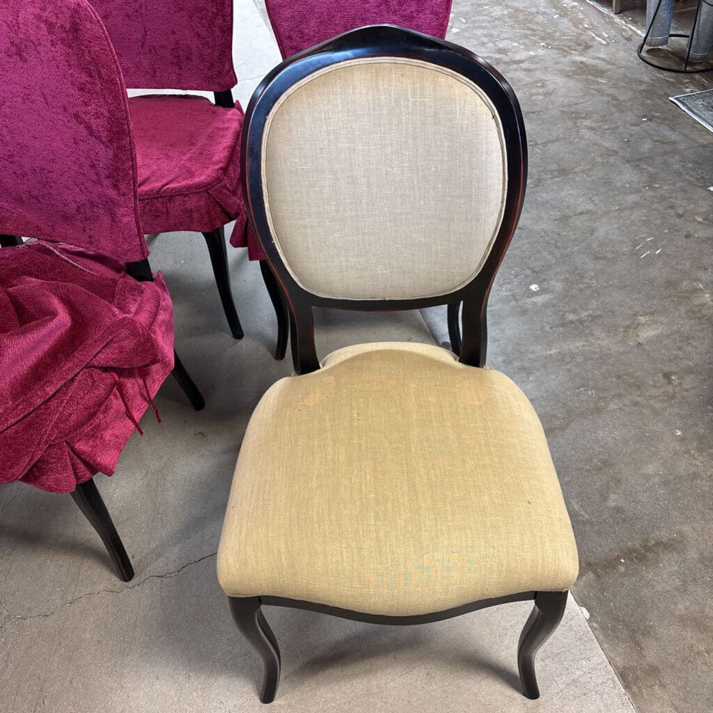 Curved Back Slipcover Chairs Set 4