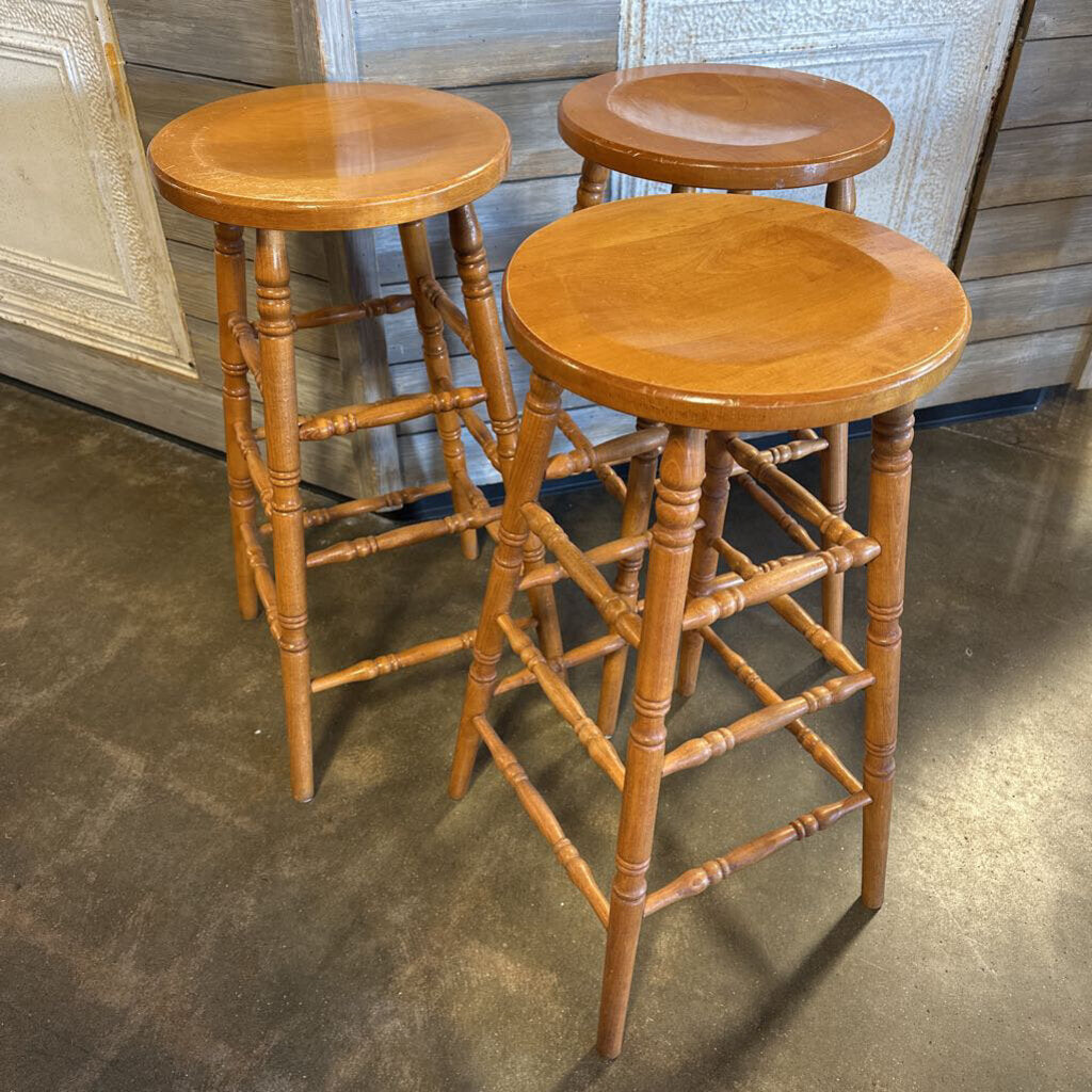 Set 3 Wood Counter Stools
