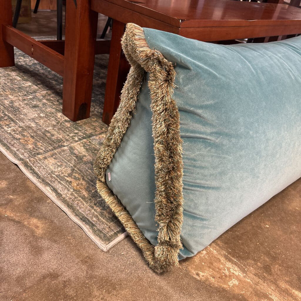 Velvet Tapered Bottom Fringe Lumbar Pillow