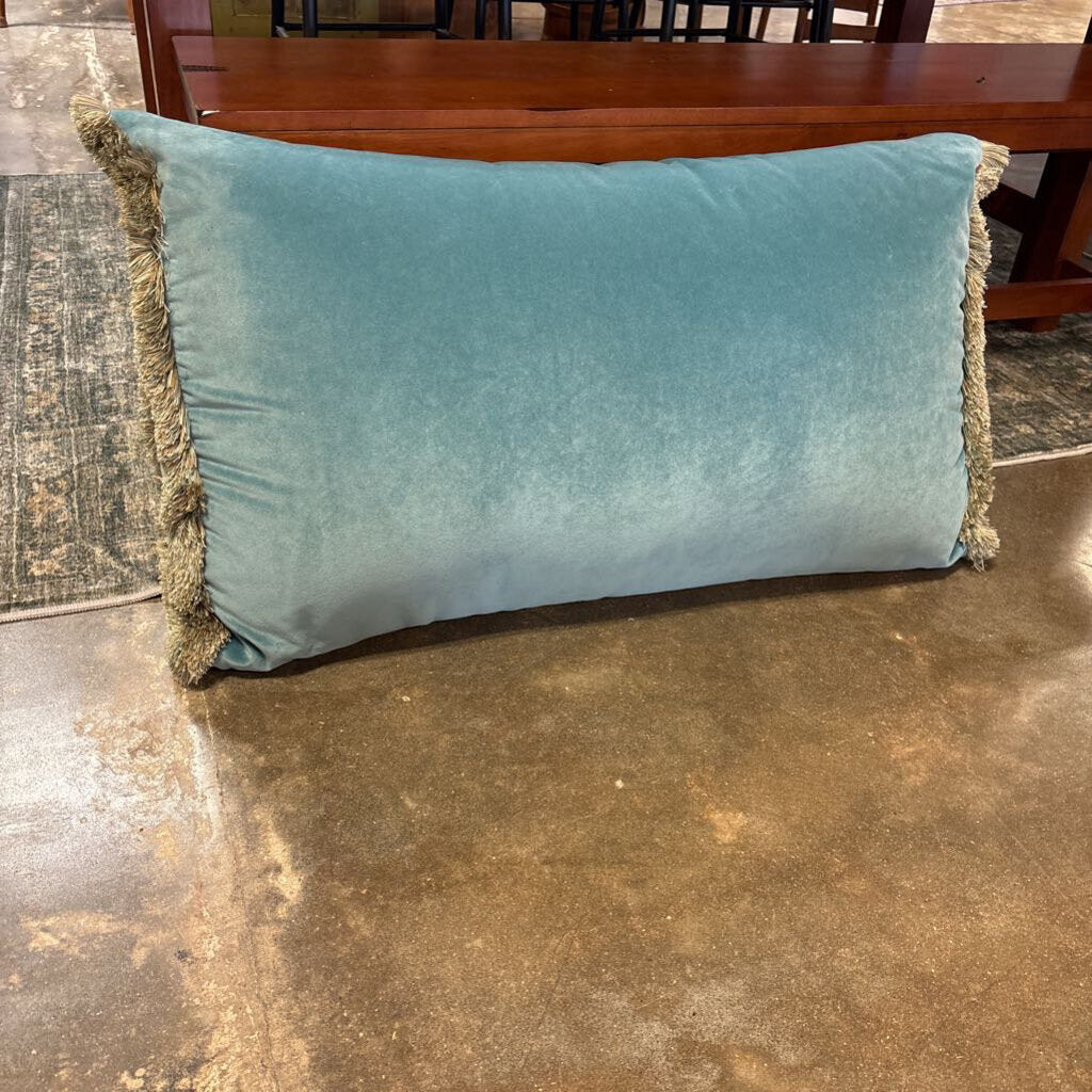 Velvet Tapered Bottom Fringe Lumbar Pillow