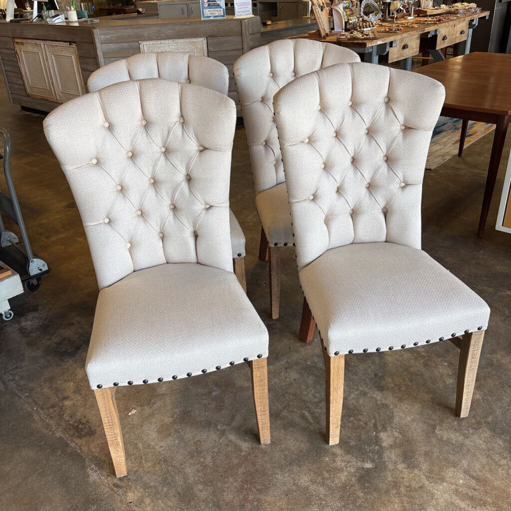 Set 4 Tufted Upholstered Dining Chairs