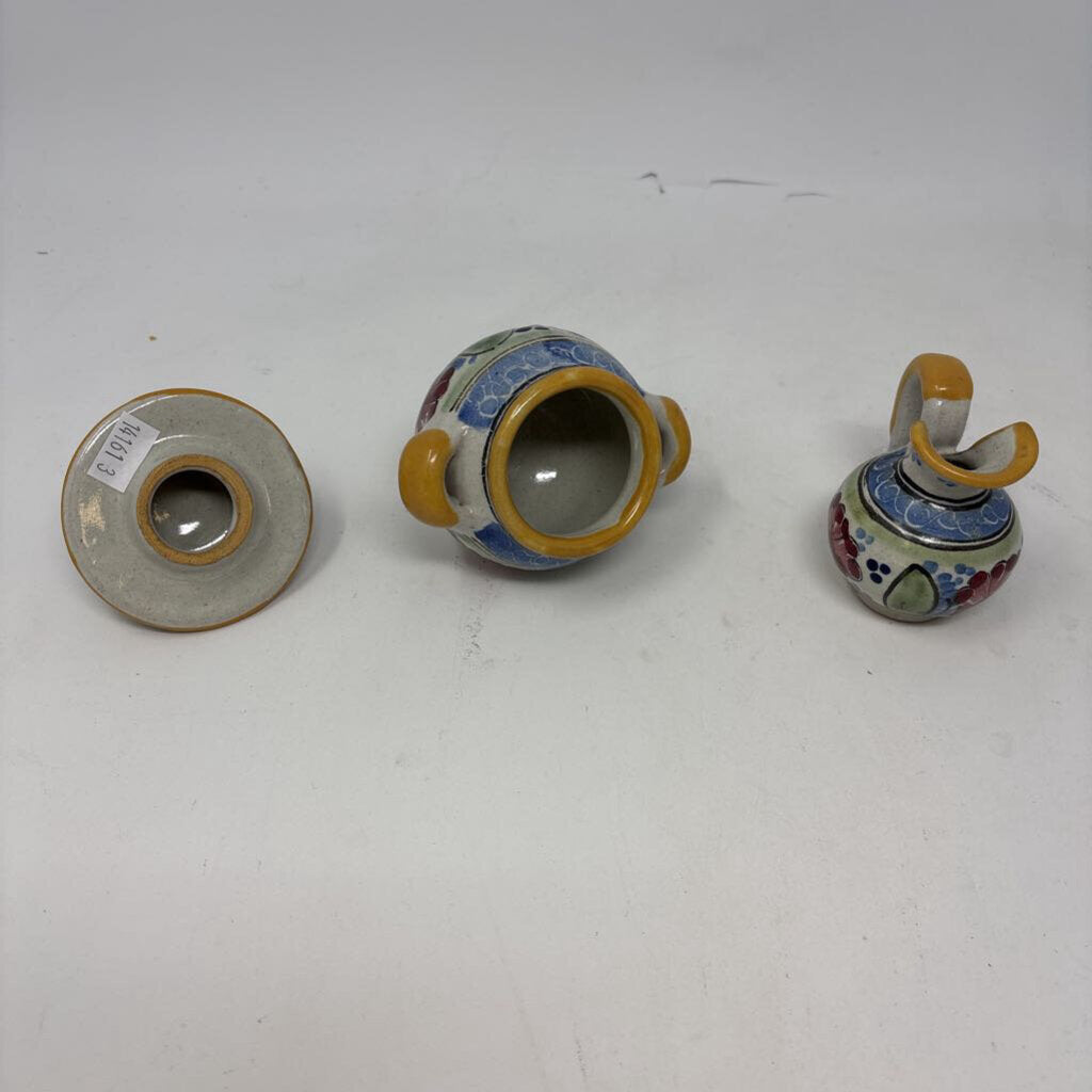 Vintage Pottery Sugar Bowl and Pitcher