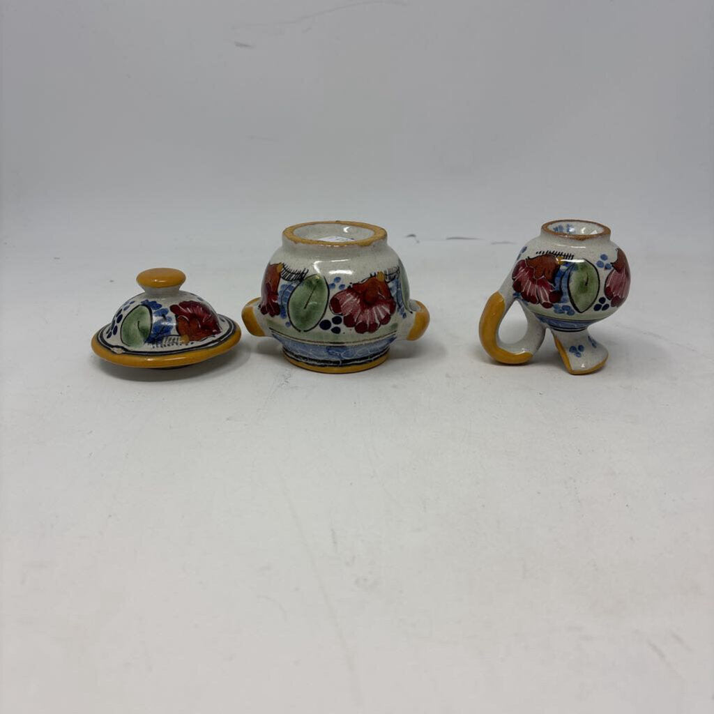 Vintage Pottery Sugar Bowl and Pitcher