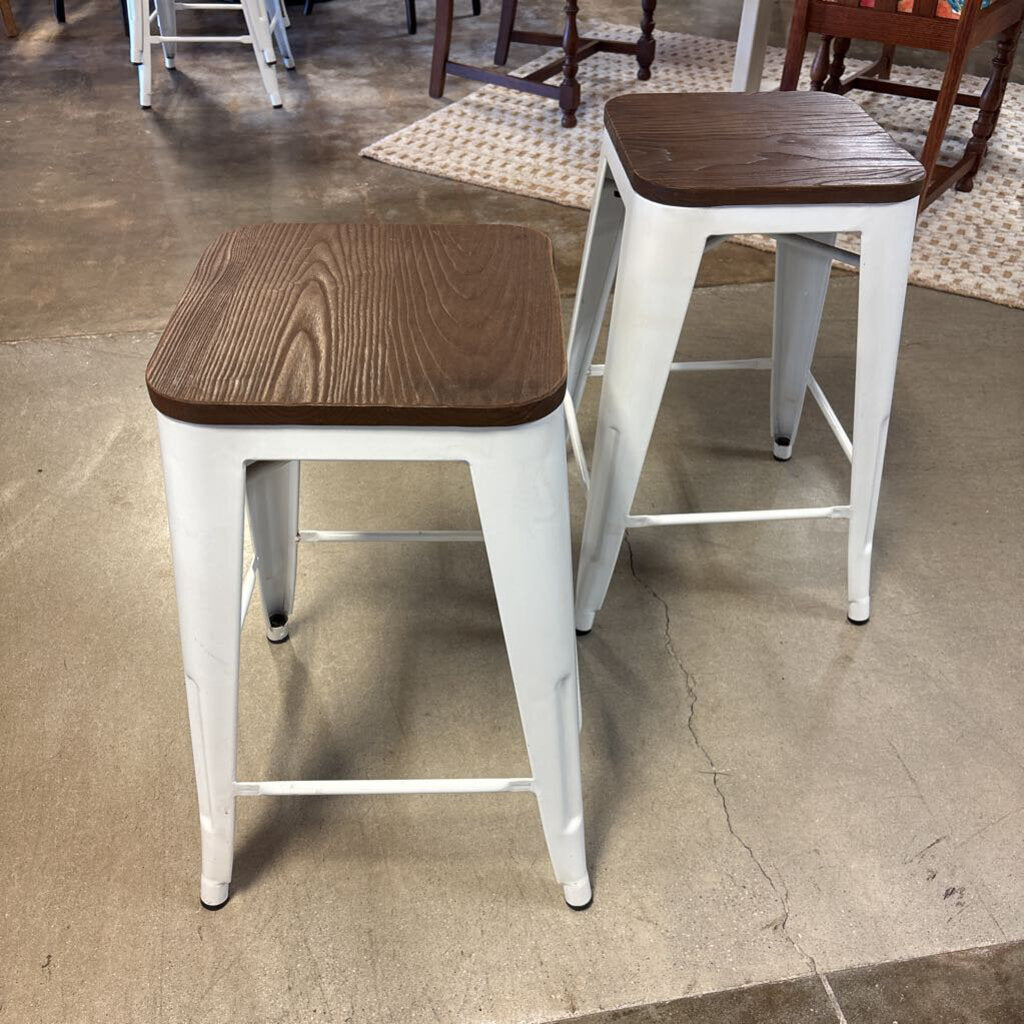 Metal/Wood Barstools Pair