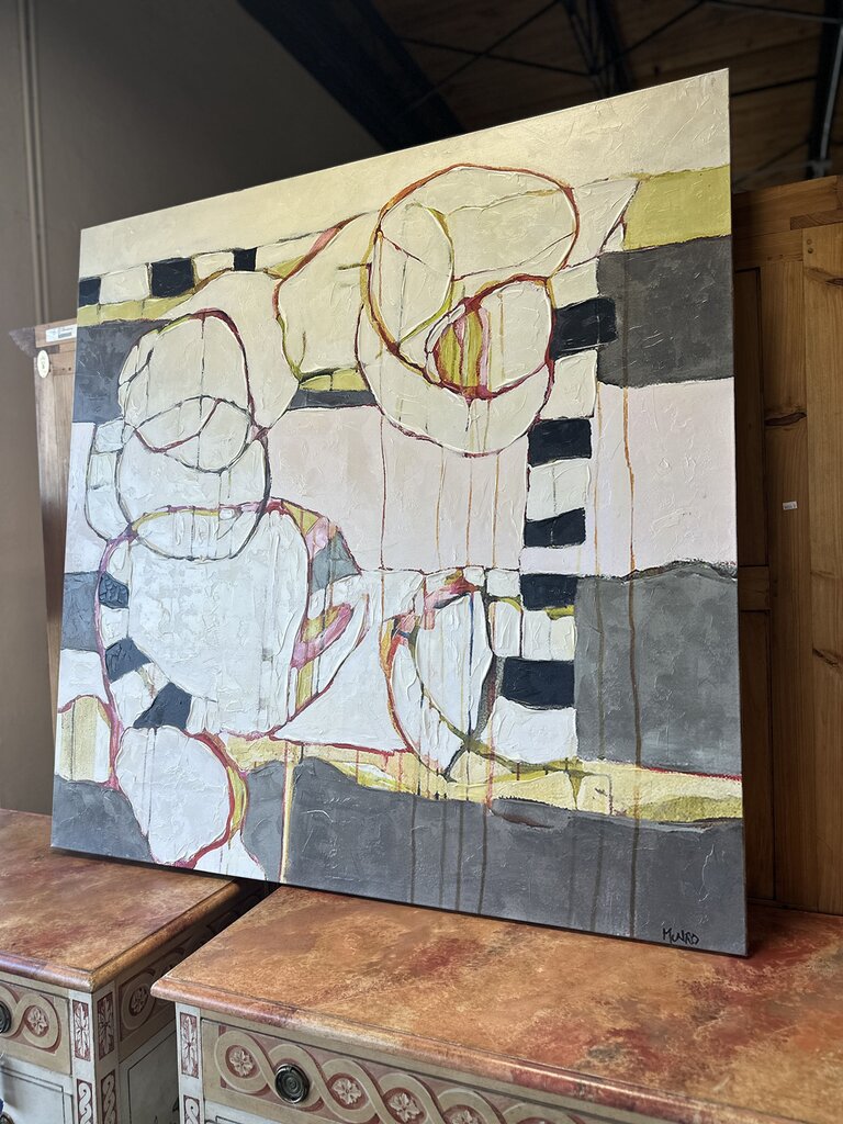 Embellished Floral Abstract Art 53x53