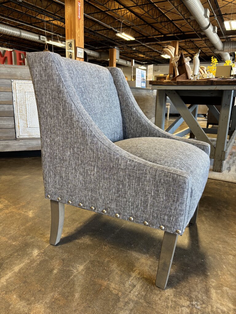 Gray Upholstered Slope Arm Chair