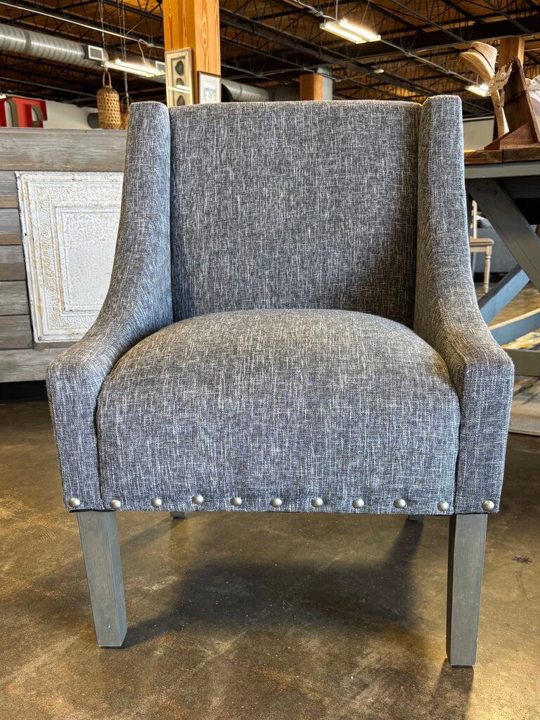 Gray Upholstered Slope Arm Chair