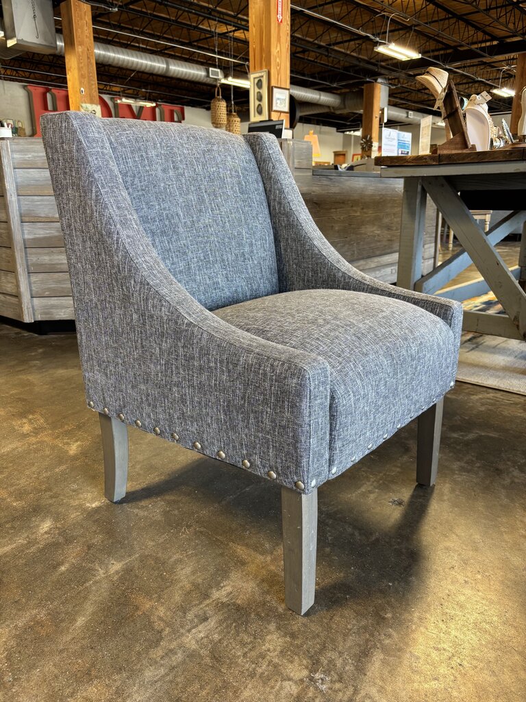 Gray Upholstered Slope Arm Chair