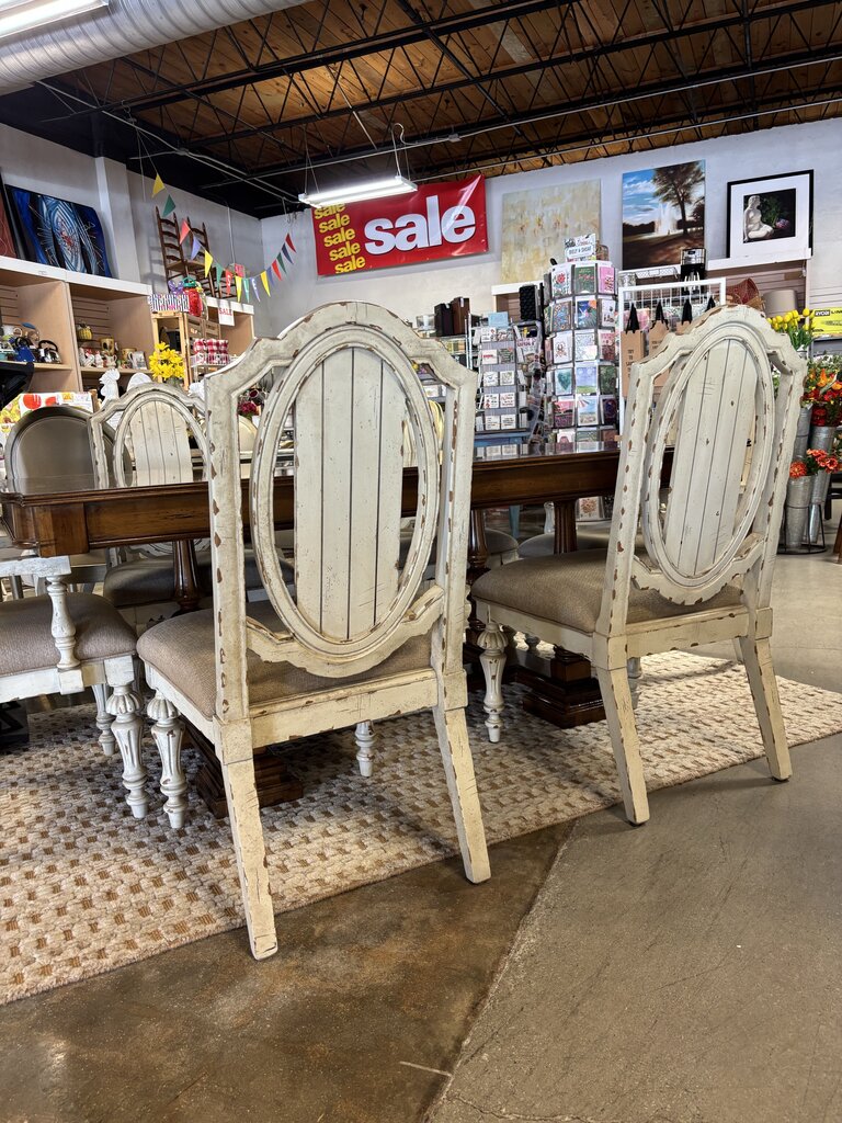 Dining Table & 6 Upholstered & Leaf Chairs