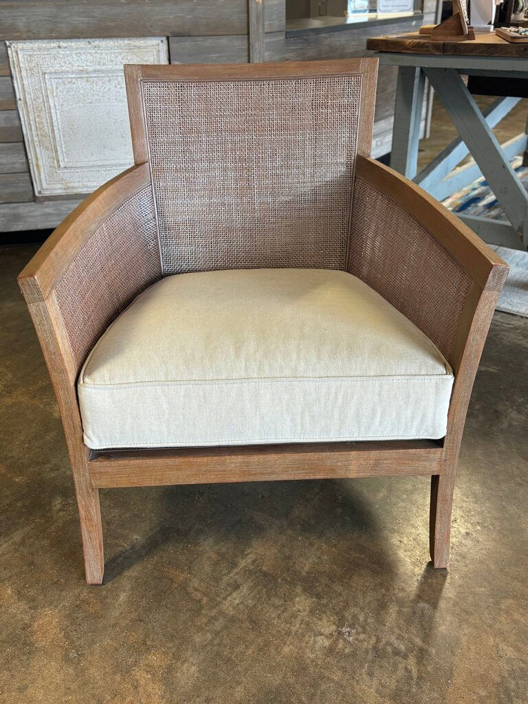 Crate & Barrel Wood Caned Accent Chair