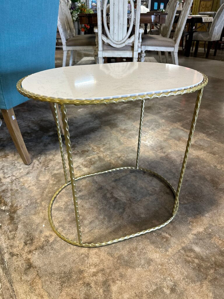 Oval Large marble Gold Twist