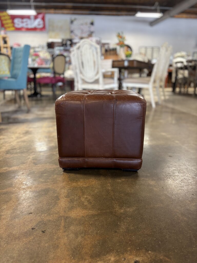 Brown Leather Soft tufted Ottoman