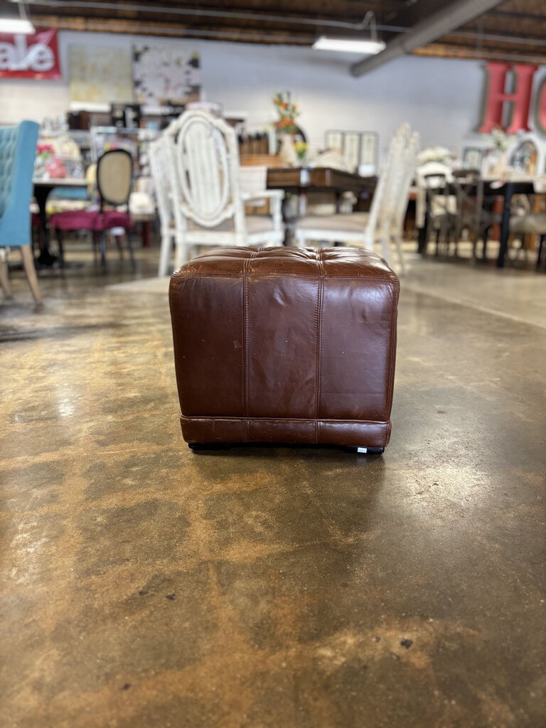 Brown Leather Soft tufted Ottoman