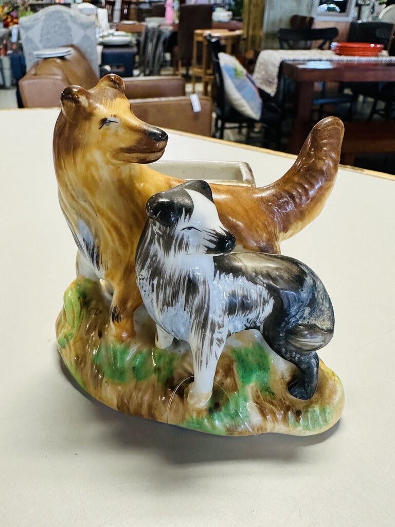 Vintage Two Dogs Toothpick Ceramic Holder