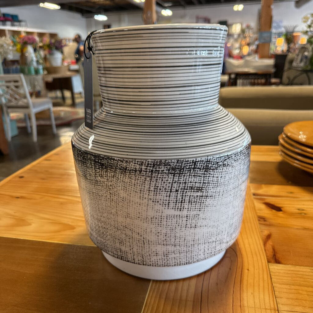 Glazed Striped Pottery Vase 12"H