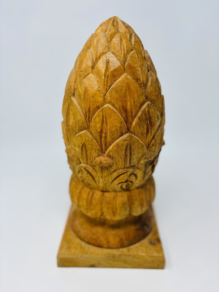 Wood Carved Pinecone Finial