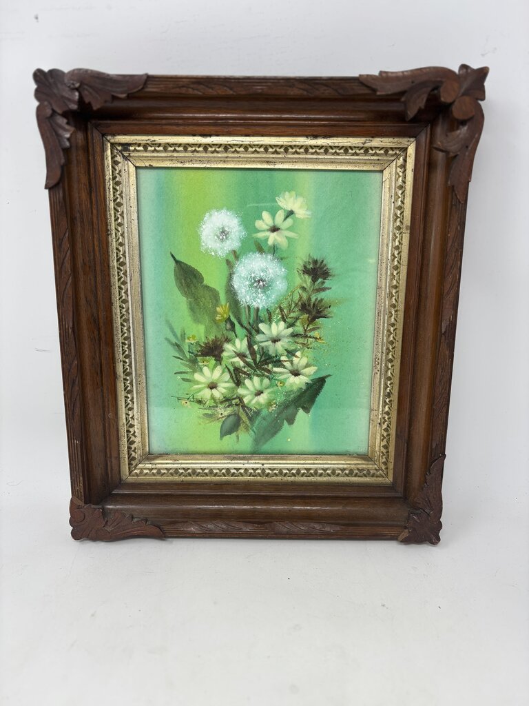 Vintage Framed Dandelion Flowers