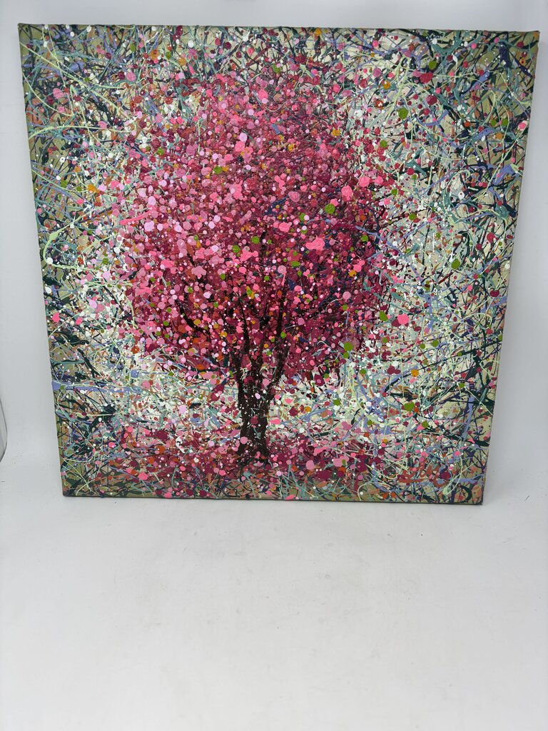 Antoniuk Nadin "Pink Wood For Love" Tree Art 20 X 20