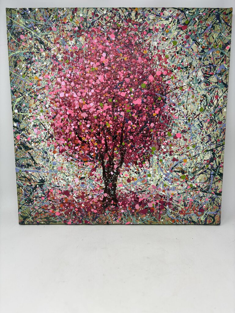 Antoniuk Nadin "Pink Wood For Love" Tree Art 20 X 20