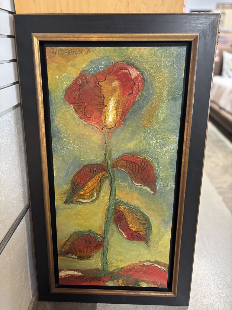 Framed Floral Local Artist Ruth Barrett 27.25 X 47.25