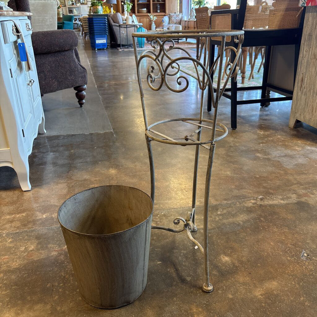 Iron Plant Stand with Bucket 3 PC