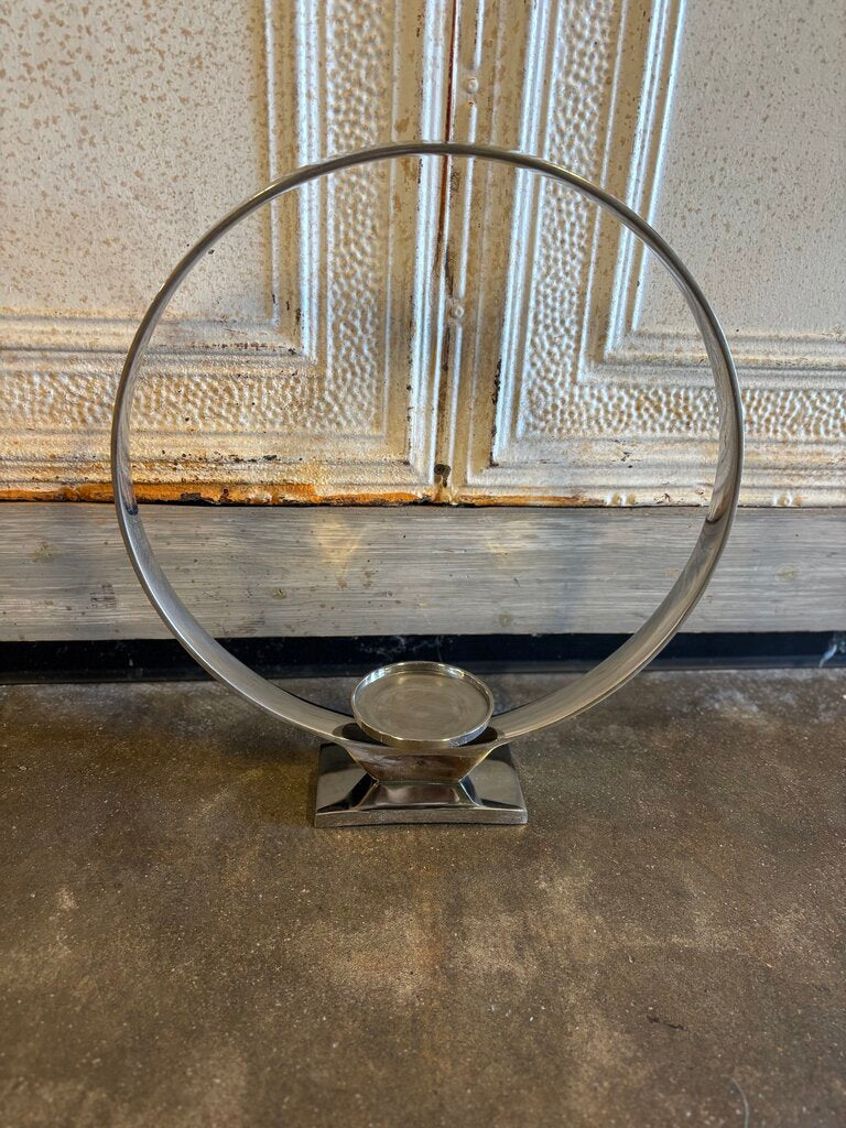 Hammered Metal Round Ring Candle Holder