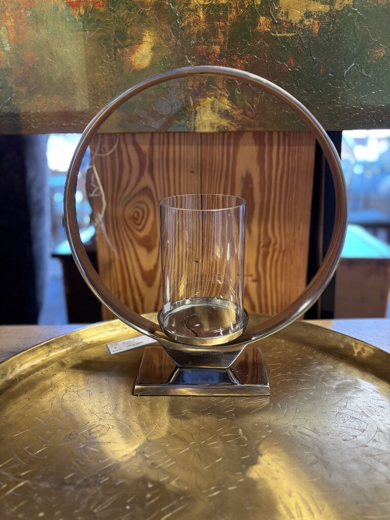 Hammered Metal Round Ring Candle Holder