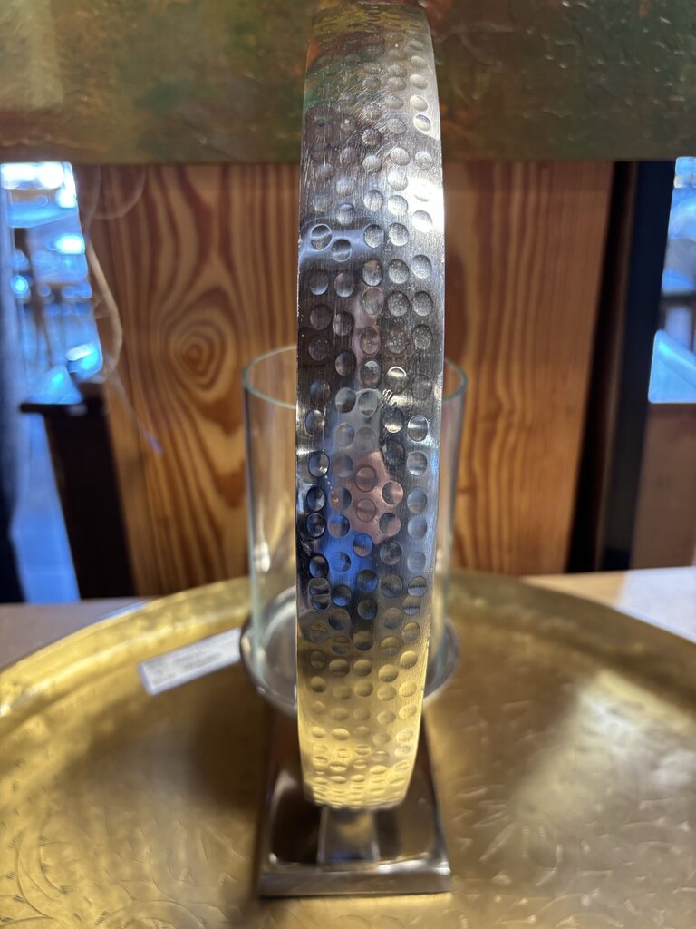 Hammered Metal Round Ring Candle Holder