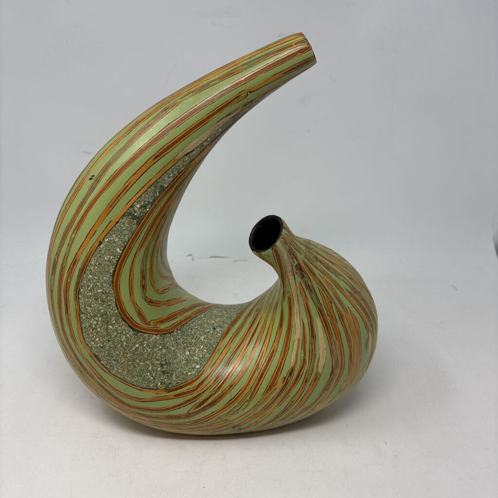 Wood/Stone Striped Double Vase