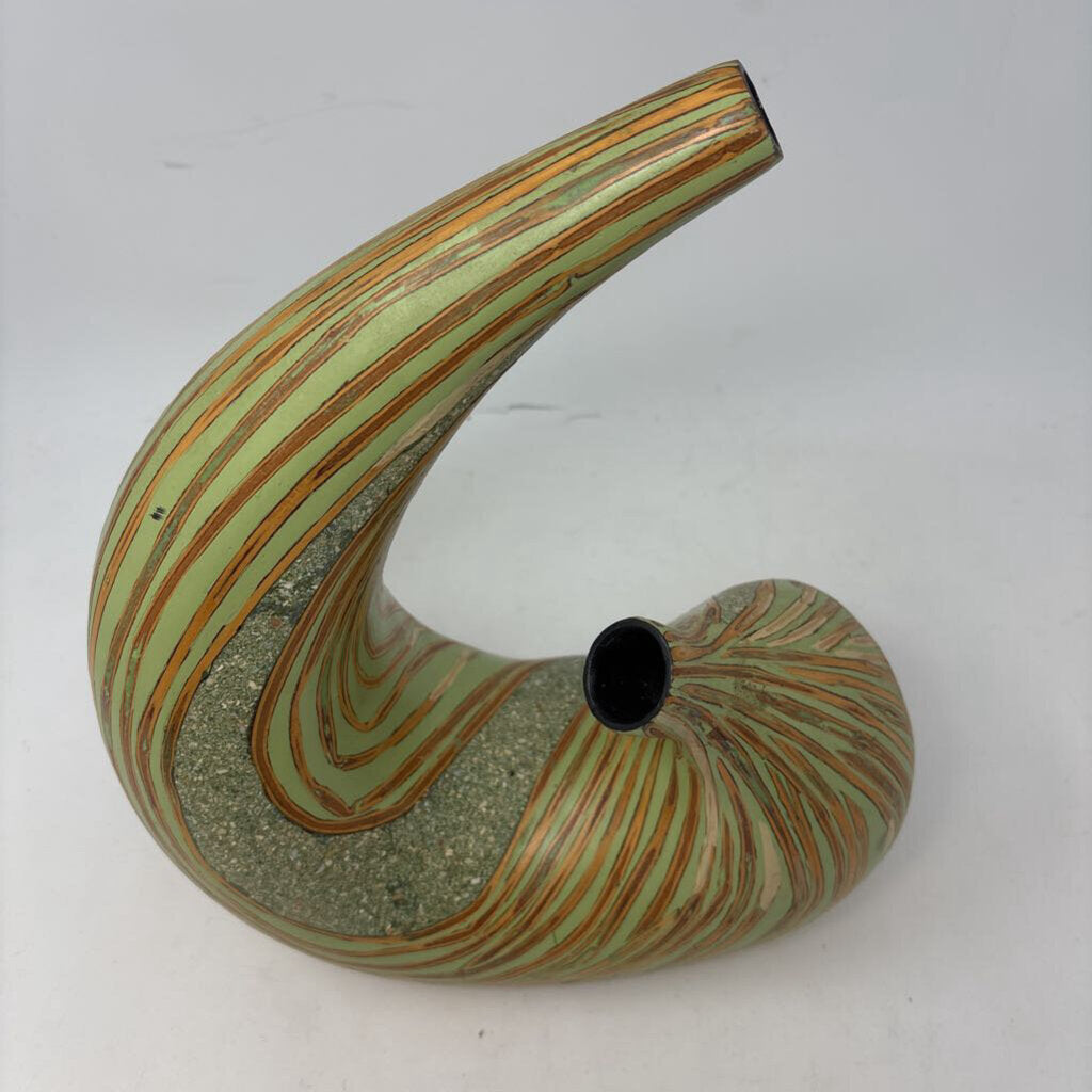 Wood/Stone Striped Double Vase