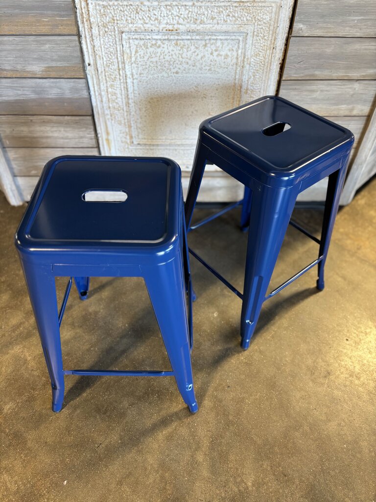 Set 2 Navy Metal Counter Stools