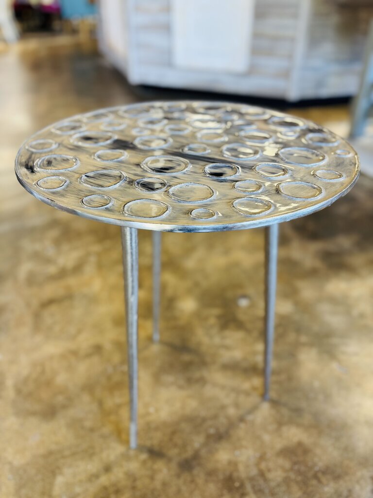 Round Metal Circle Dimple Accent Table 17.75"R 21.75"H